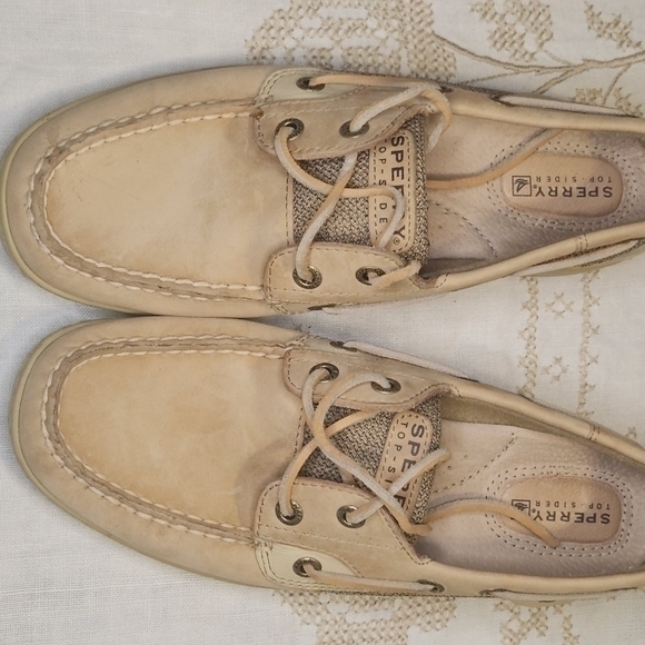 Sperry Top Siders Women's 7 leather adjustable laces GUC Boat Shoes Preppy - Picture 4 of 10
